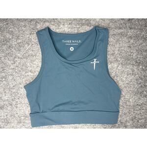 Three Nails Women's Scoop Neck Sports Bra Teal Blue Size Small